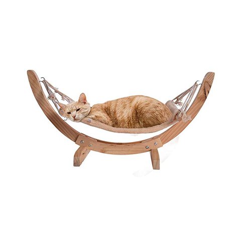 Amazon.com: Hide on bush Wood Cat Hammock Soft Plush Cat BedWindow Perches, Cat Seat Bed Hammock Space Saving Design with Cat Shelves All Around 360° Sunbath,Cat Hammock Wooden Removable (Beige): Pet Supplies