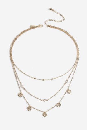 **Coin Charm Multirow Necklace | Topshop