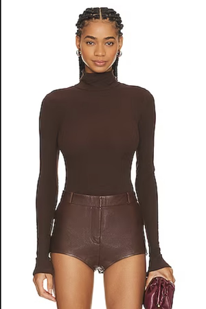 lamarque annaise leather shorts in chocolate brown