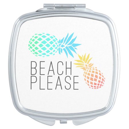 trendy summer "beach please", colorful pineapple mirror for makeup | Zazzle.com