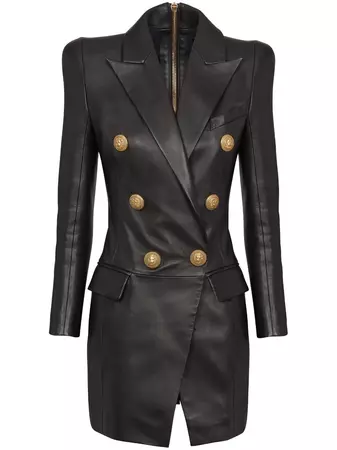 Balmain Leather Blazer Mini Dress - Farfetch