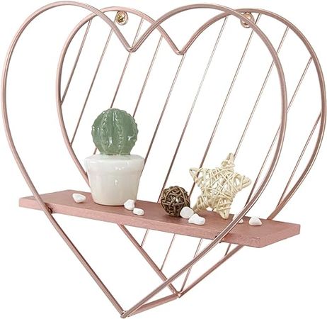 Afuly Floating Shelves Wall Mounted Shelf Rose Gold Metal Heart Design Small Storage Shelf Bedroom Kitchen Bathroom Unique Home Room Decor : Amazon.ca: Home