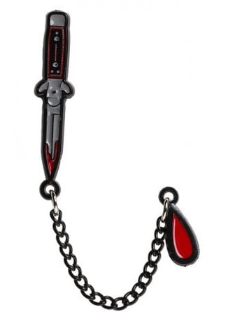 Sourpuss Clothing Stabby Enamel Chain Pin | Attitude Clothing