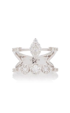 Yeprem Two-Tier Stack Illusion 18K White And Diamond Ring