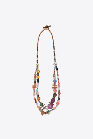 WOODEN BEADED NECKLACE | ZARA United States brown