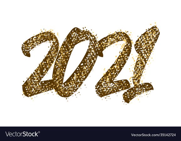 2021 happy new year lettering text golden with Vector Image