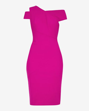 Asymmetric neckline dress - Bright Pink | Dresses | Ted Baker UK