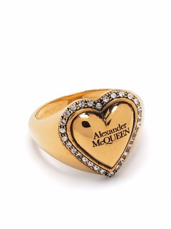 Alexander McQueen logo heart ring