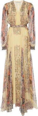 Patterned Silk Maxi Dress