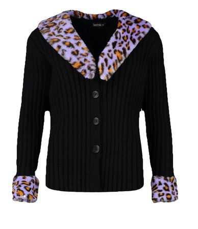 boohoo fur leopard lined cardigan