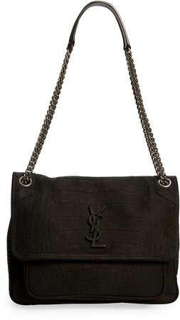 Medium Niki Nubuck Leather Shoulder Bag
