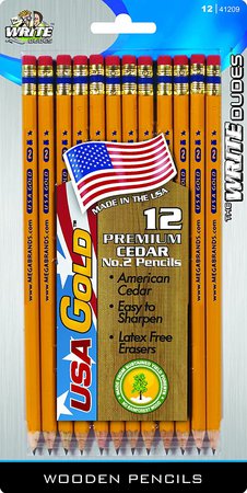 Amazon.com : Write Dudes USA Gold Premium Cedar No. 2 Pre-Sharpened Pencils 12-Count (DDR56) : Wood Lead Pencils : Office Products