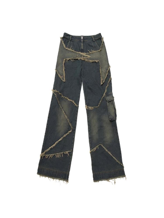 star embellished straight leg denim jeans