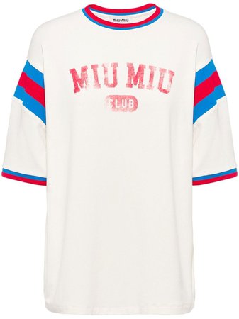 Miu Miu logo-print Jersey T-shirt - Farfetch