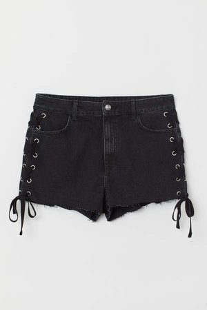H&M+ Denim Shorts High Waist - Black