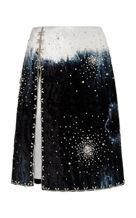Embroidered Velvet Midi Skirt By Des Phemmes | Moda Operandi