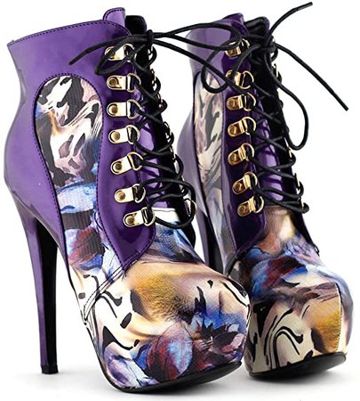 Amazon.com | SHOW STORY Purple Date Day Out Wedding Ladies Super High Heels, LF80831PP38, 7US, Purple | Ankle & Bootie