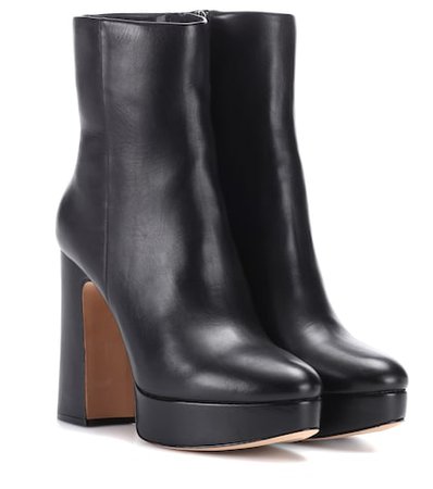Leather plateau ankle boots