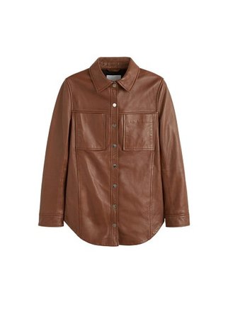MANGO Pockets leather jacket