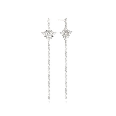 [Silver925] 하트꽃체인 롱귀걸이 | Cottiny Jewelry