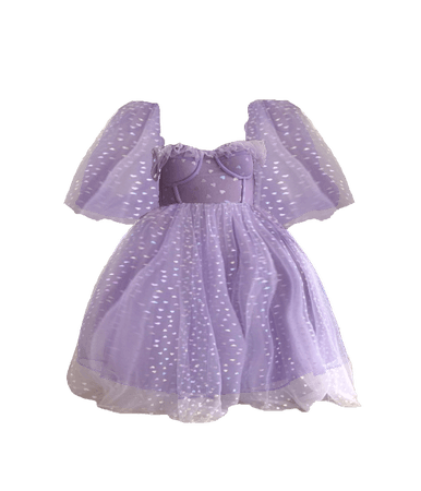 HVST Mashup Dress Teuta Matoshi Purple Heart Dress x Selkie Lilac Puff Dress