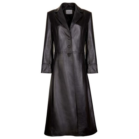 Verheyen London Oversize 70's Leather Trench Coat in Black - Size uk 12 For Sale at 1stDibs