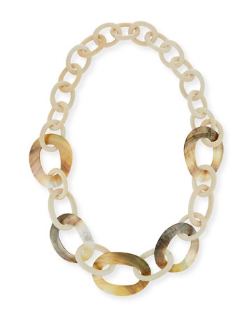 Viktoria Hayman White Wood & Mother-of-Pearl Link Necklace