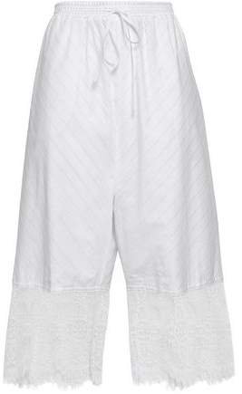 Lace-paneled Broderie Anglaise Cotton Culottes
