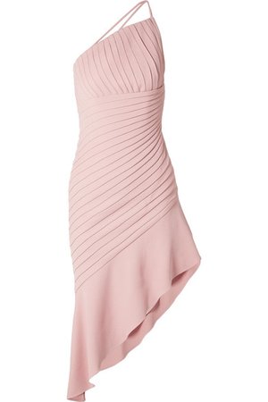 Brandon Maxwell | Asymmetric pleated stretch-crepe mini dress | NET-A-PORTER.COM