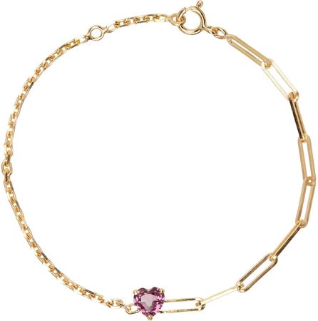 Yvonne Léon: Gold Solitaire Coeur Bracelet | SSENSE