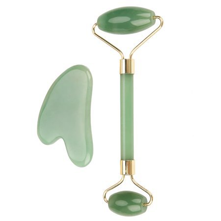 WALFRONT Natural Double Head Green Aventurine Jade Stone Roller & Scrapping Plate Face Massage Tool Kit, Quartz Jade Roller, Scrapping Plate | Walmart Canada