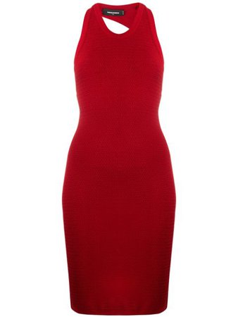 Red Dsquared2 fitted knit midi dress - Farfetch