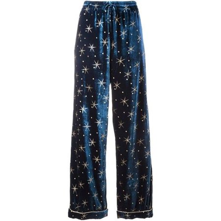Valentino Star Embroidered Velvet Pyjama Pants