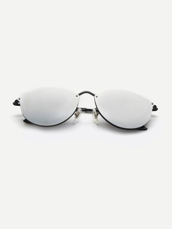 Mirror Lens Metal Frame SunglassesFor Women-romwe