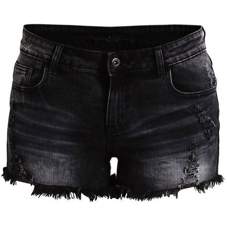 Black Denim Shorts (Distressed)