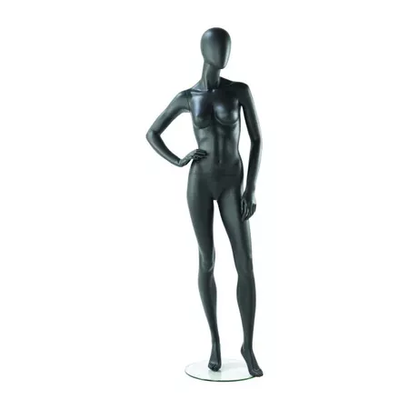 Realistic Slate Grey Female Faceless Mannequins - Hands on Hip