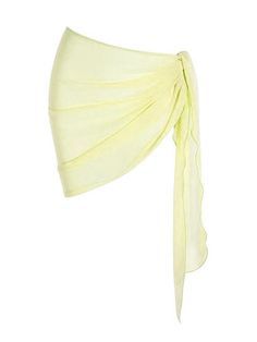 pastel yellow wrap skirt asymmetrical