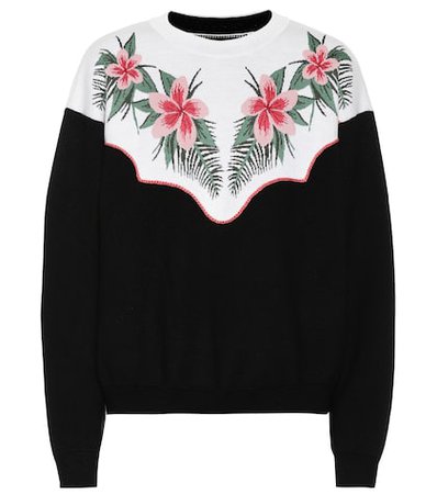 Tropical Flowers wool-blend sweater