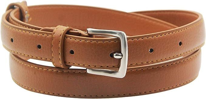 Womens Belt Skinny Leather Solid Color Pin Buckle Simple Waist for Girls Ladies at Amazon Women’s Clothing store