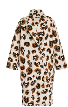 Clementine Double-Breasted Leopard-Print Cotton Coat Size