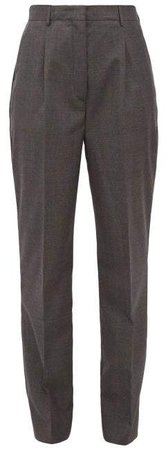 Prince Of Wales Check Wool Trousers - Womens - Grey Multi