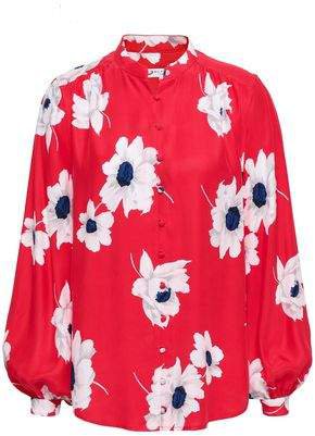 Cornelia Floral-print Washed-silk Shirt