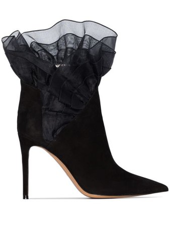 Alexandre Vauthier Polly 100Mm Frill Ankle Boots POLLYBOOT Black | Farfetch