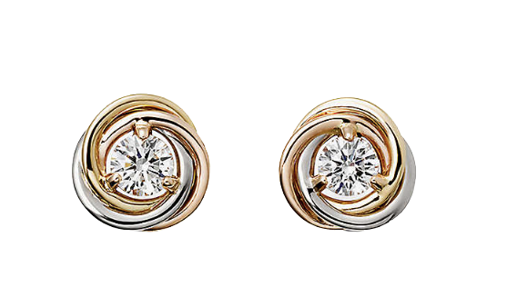 CARTIER - Trinity 18ct white gold, 18ct rose gold, 18ct yellow gold and 0.36ct diamond earrings | Selfridges.com