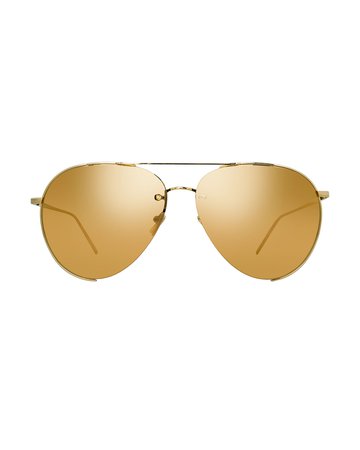 Linda Farrow Semi-Rimless Mirrored Aviator Sunglasses Gold - Big Apple Buddy