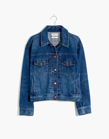 The Boxy-Crop Jean Jacket in Elmwood Wash: Vintage Edition blue
