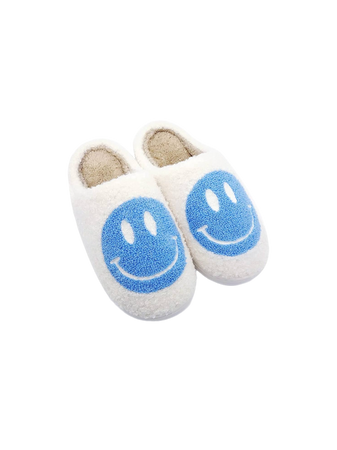 blue smiley face slippers loungewear