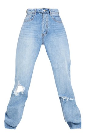 Tall Light Blue Distressed Boyfriend Jeans | PrettyLittleThing USA