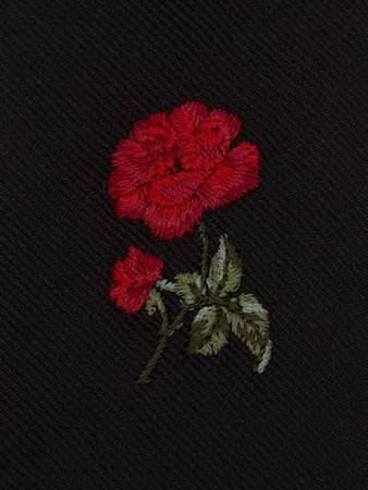 ‎‎‎‎Men‎'s ‎Black/Red ‎ ‎Rose Embroidery Tie ‎ | Alexander McQueen
