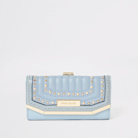 Blue studded quilted cliptop purse - Purses - Bags & Purses - women
